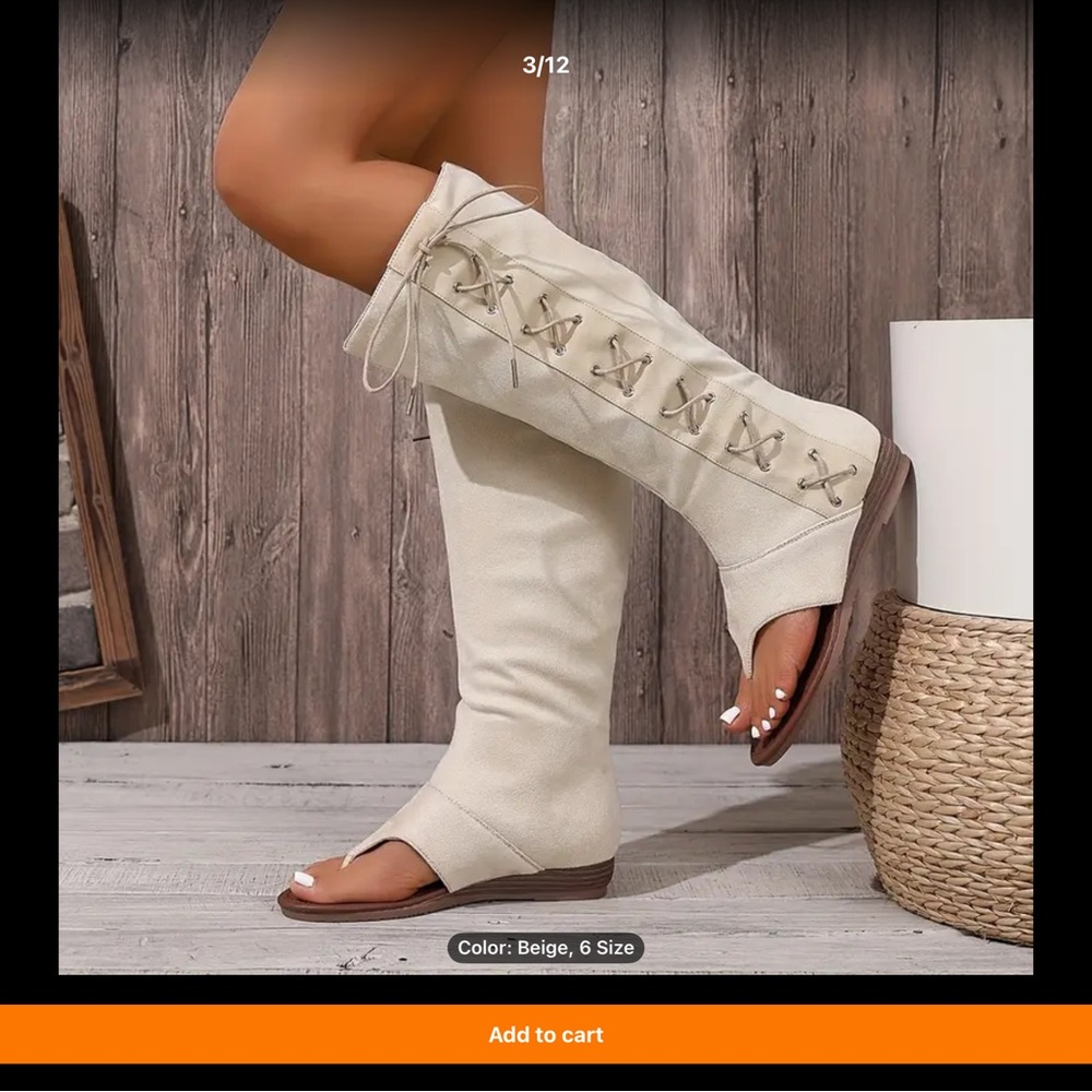 Cream Lace-Up Gladiator Sandals